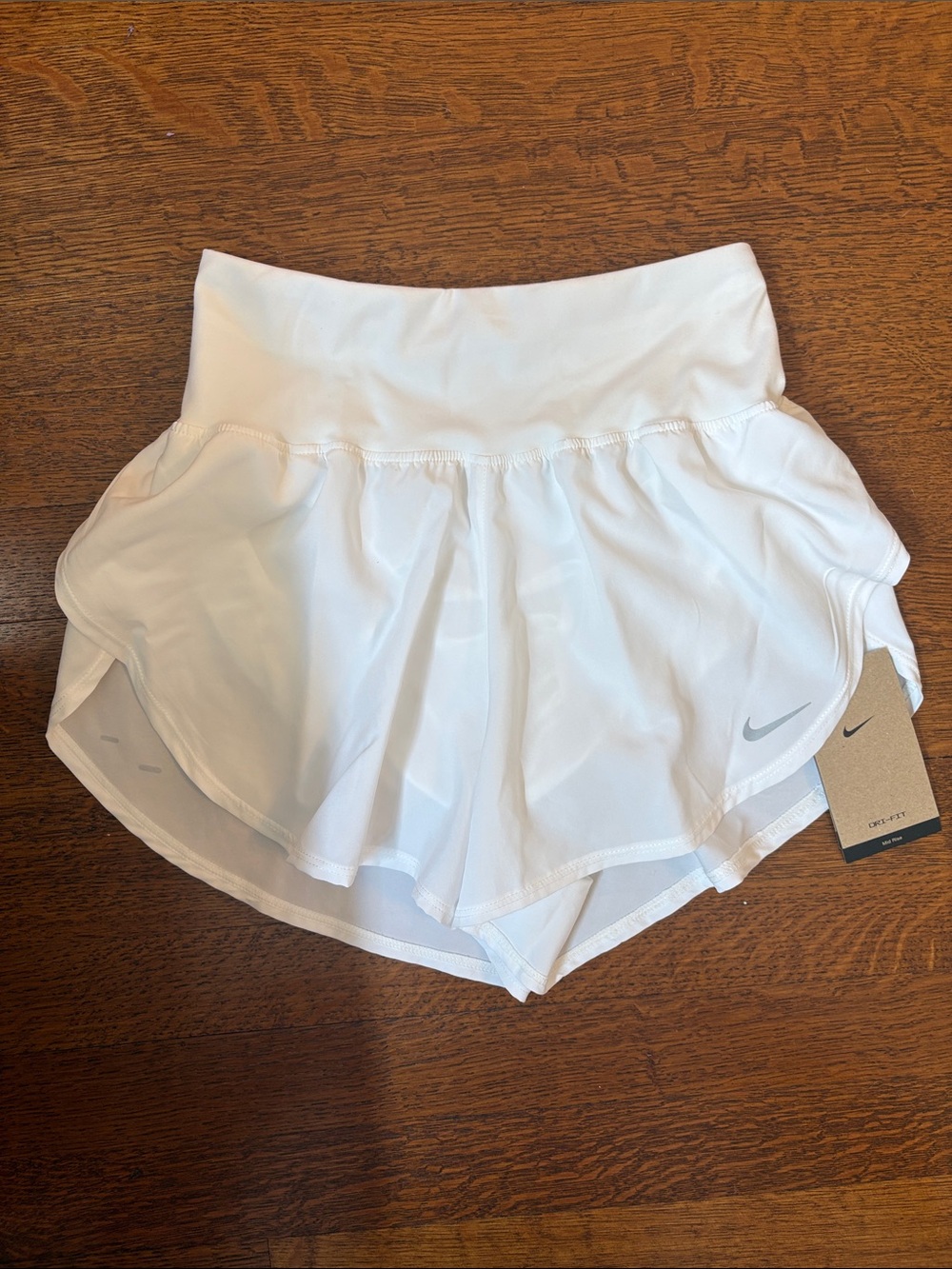 Nike Women's White Layered Athletic Shorts with Swoosh
